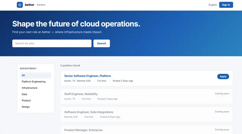 Screenshot of Job Portal (Workday-style)