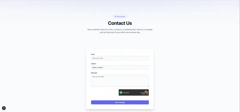 Screenshot of Contact Us